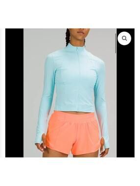 Lululemon Women Final Mile Jacket Blue Reflective Running Size 10 READ